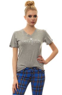 Crooks and Castles Tee The Imperial V Neck in Heather Grey