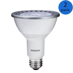 Philips 75W Equivalent Bright White (3000K) PAR30L Dimmable LED Flood Light Bulb (E)* (2 Pack) 432930