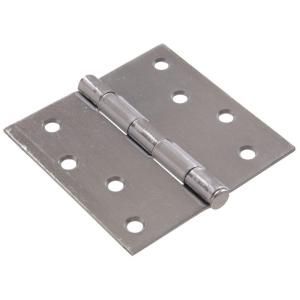 The Hillman Group 4 in. Satin Chrome Residential Door Hinge with Square Corner Removable Pin Full Mortise (9 Pack) 852835.0