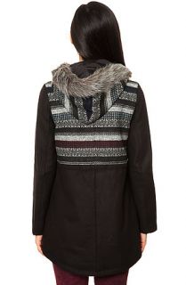 Jack BB Dakota Coat Isolde Sarape Pattern Hooded in Black