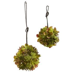 Nearly Natural 7 in. and 5 in. Mixed Succulent Spheres (Set of 2) 4968 S2