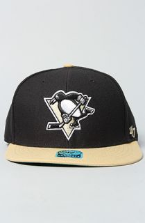 47 Brand Hats The Pittsburgh Penguins Backscratcher Snapback Hat in Black Yellow