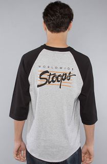 HUF The Worldwide Stoops Baseball Tee in Heather Black