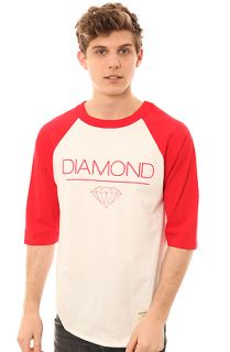 The Diamond Supply Co. Raglan White Space Baseball Tee in Red and White