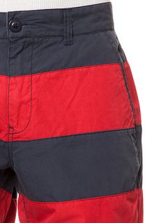 Staple The Hook Striped Shorts in Navy and Red