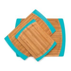 Lipper International Bamboo 3 Piece Set Nonslip Cutting Boards in Blue 8313B