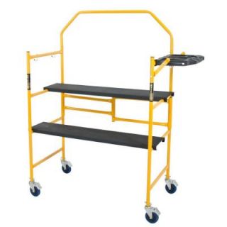 MetalTech Job Site Series 4 ft. Mini Pro Folding Steel Scaffold with Toolshelf and Safety Hand Rail 500 lb. Load Capacity I IMCNT