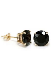 King Ice 14K Gold Round Cut Black Onyx Stud Earrings
