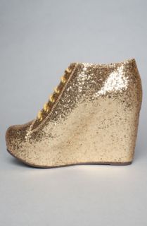 Jeffrey Campbell The 99 Tie Shoe in Gold Glitter