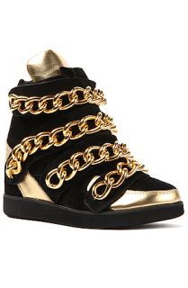 Jeffrey Campbell Sneaker Wedge Almost in Black and Gold