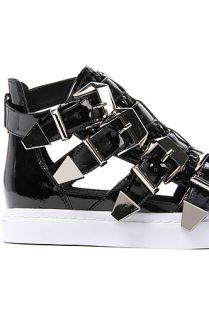 Jeffrey Campbell Sneaker Indie Hi in Patent Leather Punched Black