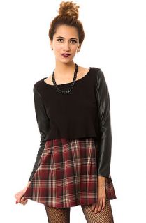 MKL Collective Top Cropped PU Sleeve Knit in Black