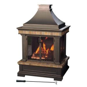 Sunjoy Amherst 35 in. Wood Burning Outdoor Fireplace L OF082PST 3