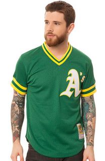 Mitchell & Ness The 1991 Oakland Athletics Ricky Henderson24 Mesh Batting Practice Jersey in Green