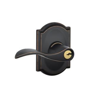 Schlage Camelot Collection Accent Aged Bronze Keyed Entry Lever F51 ACC 716 CAM