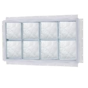 TAFCO WINDOWS NailUp 40 in. x 8 in. x 3 3/4 in. Ice Pattern Solid Glass Block New Construction Window with Vinyl Frame S4008DIA