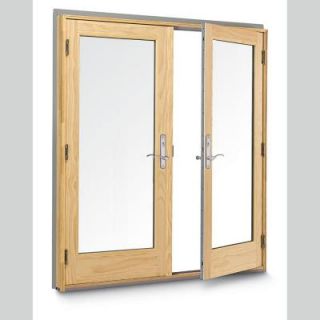 Andersen 400 Series Frenchwood 71 1/4 in. x 79 1/2 in. Pine Interior Hinged Inswing Patio Door with Low E4 Glass 9117172