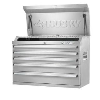 Husky 32 in. Wide 5 Drawer Chest in Stainless Steel 3216SSCH5THD