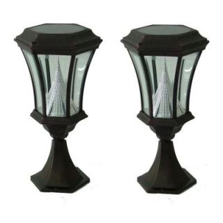 Gama Sonic 17 in. 1 Head Outdoor Black Post Mount Solar Lamp (2 Pack) GSG2 94P
