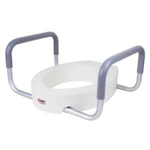 Elevated Toilet Seat with Handles in White for Elongated Toilets B316 00