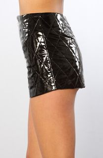 Naven The Faux Leather Quilted Hot Shorts in Black