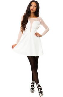 MKL Collective Dress Ponte Skater With Mesh Illusion in White