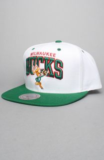 Mitchell & Ness The White Arch Snapback Hat in White Green