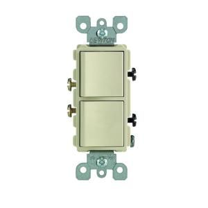 Leviton Decora 15 Amp Single Pole Dual Switch   Ivory R51 05634 0IS
