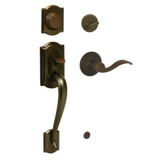 Schlage Camelot Oil Rubbed Bronze Right Hand Dummy Handleset with Accent Interior Lever F93 CAM 613 ACC RH