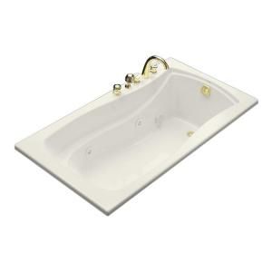 KOHLER Mariposa 5.5 ft. Whirlpool Tub with Heater and Reversible Drain in Biscuit K 1224 H 96