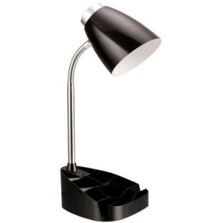Limelights 15 in. Black Gooseneck Organizer Desk Lamp with iPad Stand or Book Holder LD1002 BLK