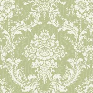 The Wallpaper Company 8 in. x 10 in. Green Large Contemporary Damask Wallpaper Sample WC1280586S