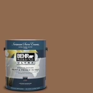 BEHR Premium Plus Ultra 1 Gal. #PPU4 1 Caramel Swirl Satin Enamel Interior Paint 775301