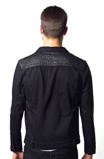 Profound Aesthetic The Moonless Black Denim Jacket w Quilted Leather