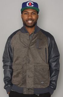 Crooks and Castles The Sportsman Letterman Jacket in Light Grey
