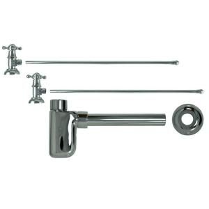 3/8 in. x 20 in. Brass Lavatory Supply Lines with Cross Handle Shutoff Valves and Decorative Trap in Polished Chrome I5540C CP