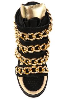Jeffrey Campbell Sneaker Wedge Almost in Black and Gold