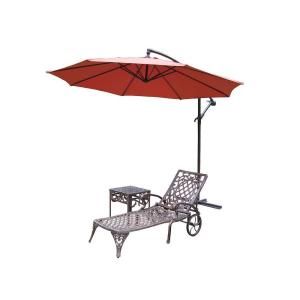 Oakland Living Mississippi Cast Aluminum 2 Piece Patio Chaise Lounge Set with Cantilever Umbrella 2108 2106 4110 BO 3 AB