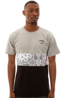 Crooks and Castles Tee Bandana Stripe in Heather Grey and Black