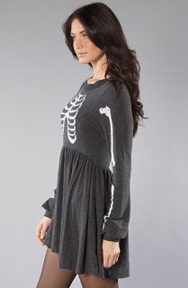 Wildfox The Skeleton London Baby Doll Dress in Dirty Black