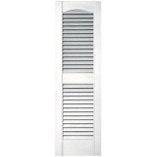 Builders Edge 12 in. x 39 in. Louvered Vinyl Exterior Shutters Pair in #117 Bright White 010120039117
