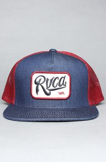 RVCA The Overtime Trucker Hat in Blue Denim