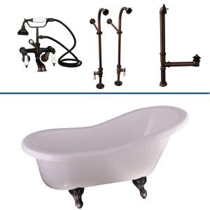 Barclay Products 5 ft. Acrylic Slipper Bathtub Kit in White with Oil Rubbed Bronze Accessories TKATS60 WORB1