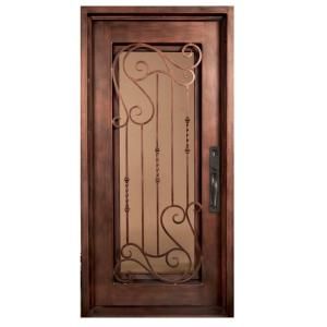 Iron Doors Unlimited Armonia Full Lite Painted Heavy Bronze Decorative Wrought Iron Entry Door IA4082LSHT