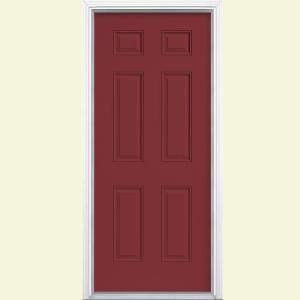 Masonite 6 Panel Painted Steel Entry Door with Brickmold 22907