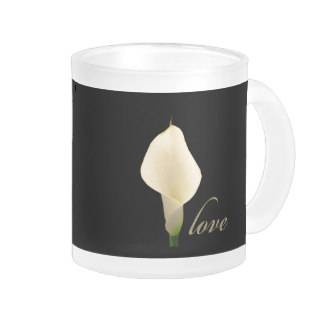Single white calla lily mug
