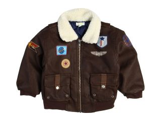 le top Up, Up, Away Faux Leather Aviator Jacket Boys Coat (Brown)