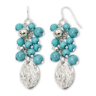 MIXIT Silver Tone Aqua Cluster Drop Earrings, Blue