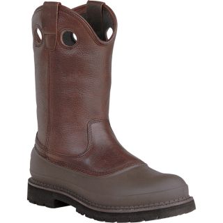 Georgia 11 Inch Muddog Pull On Steel Toe Comfort Core Work Boot   Brown, Size 8