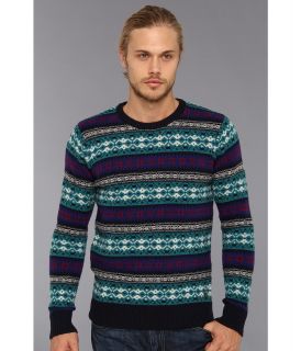 Scotch & Soda Intarsia Knitted Crew Neck Sweater Mens Sweater (Blue)